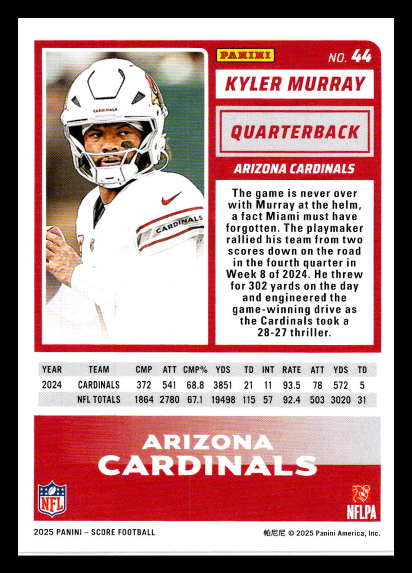 2025 Score #44 Kyler Murray Arizona Cardinals