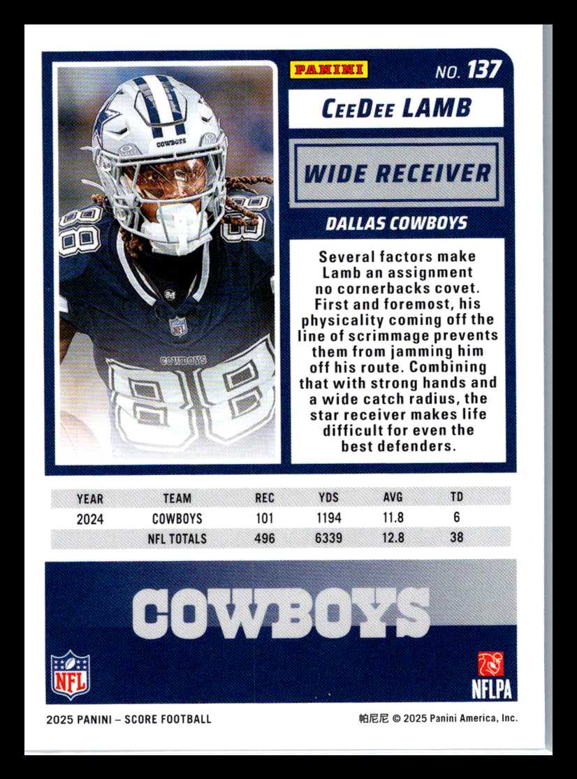 2025 Score #137 CeeDee Lamb Dallas Cowboys