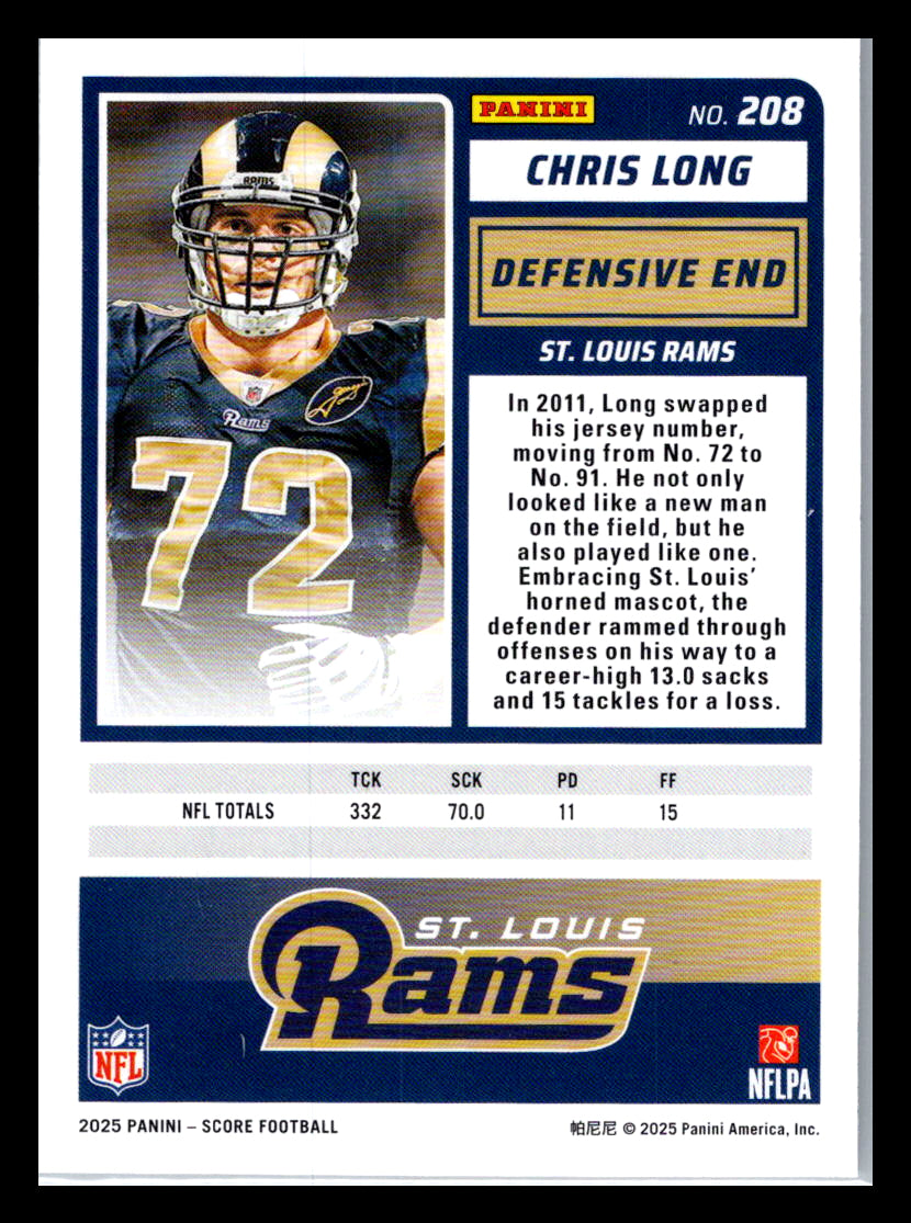 2025 Score #208 Chris Long St. Louis Rams