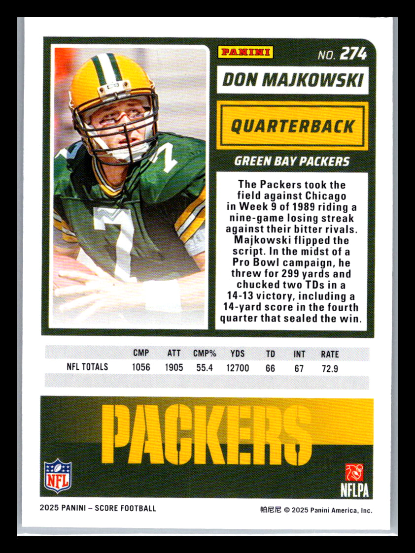 2025 Score #274 Don Majkowski Green Bay Packers