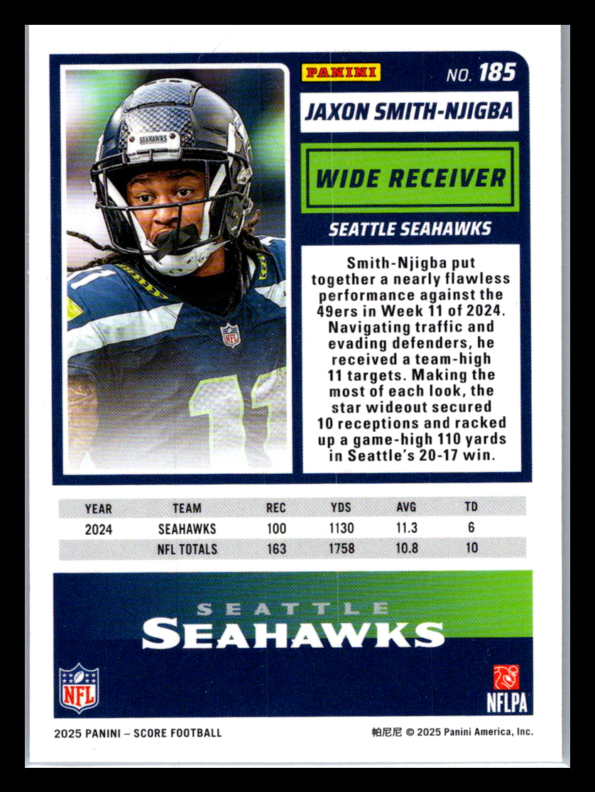 2025 Score #185 Jaxon Smith-Njigba Seattle Seahawks