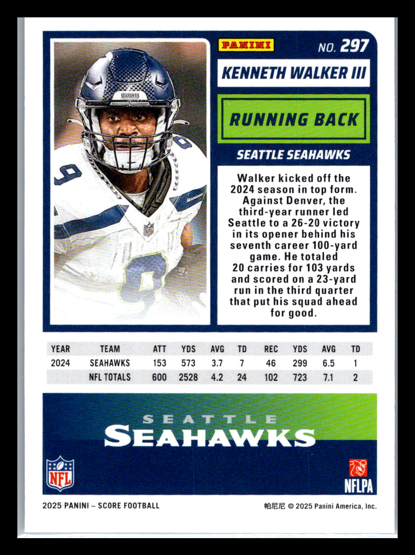 2025 Score #297 Kenneth Walker III Seattle Seahawks