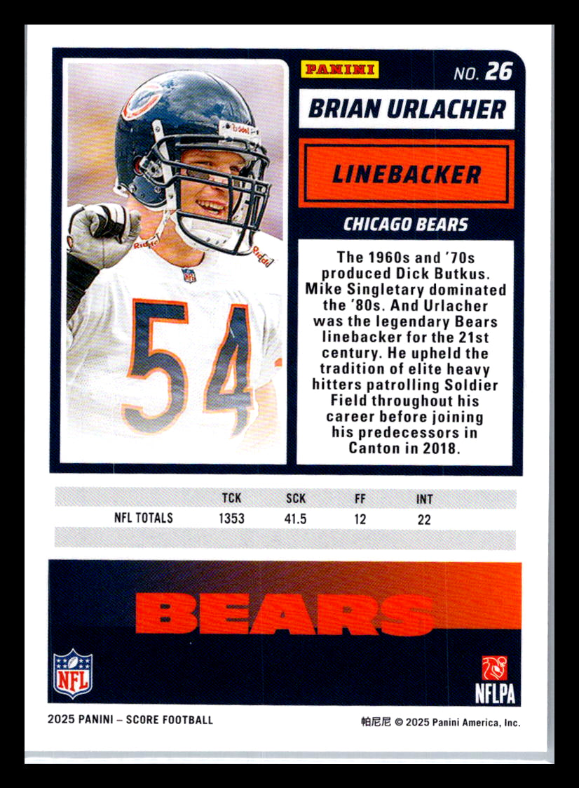 2025 Score #26 Brian Urlacher Chicago Bears