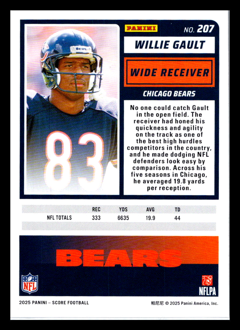 2025 Score #207 Willie Gault Chicago Bears