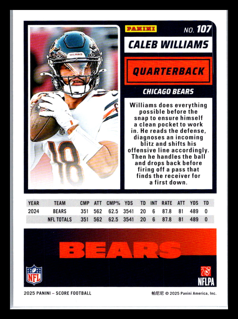 2025 Score #107 Caleb Williams Chicago Bears