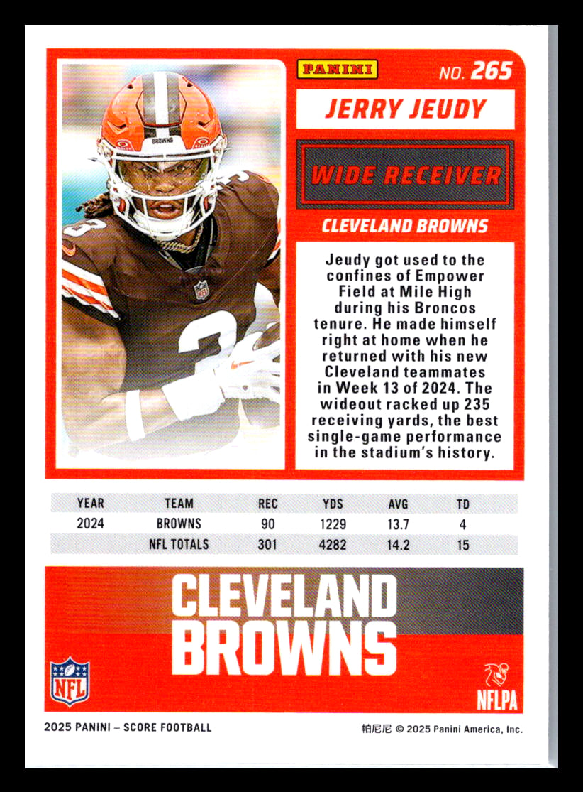 2025 Score #265 Jerry Jeudy Cleveland Browns