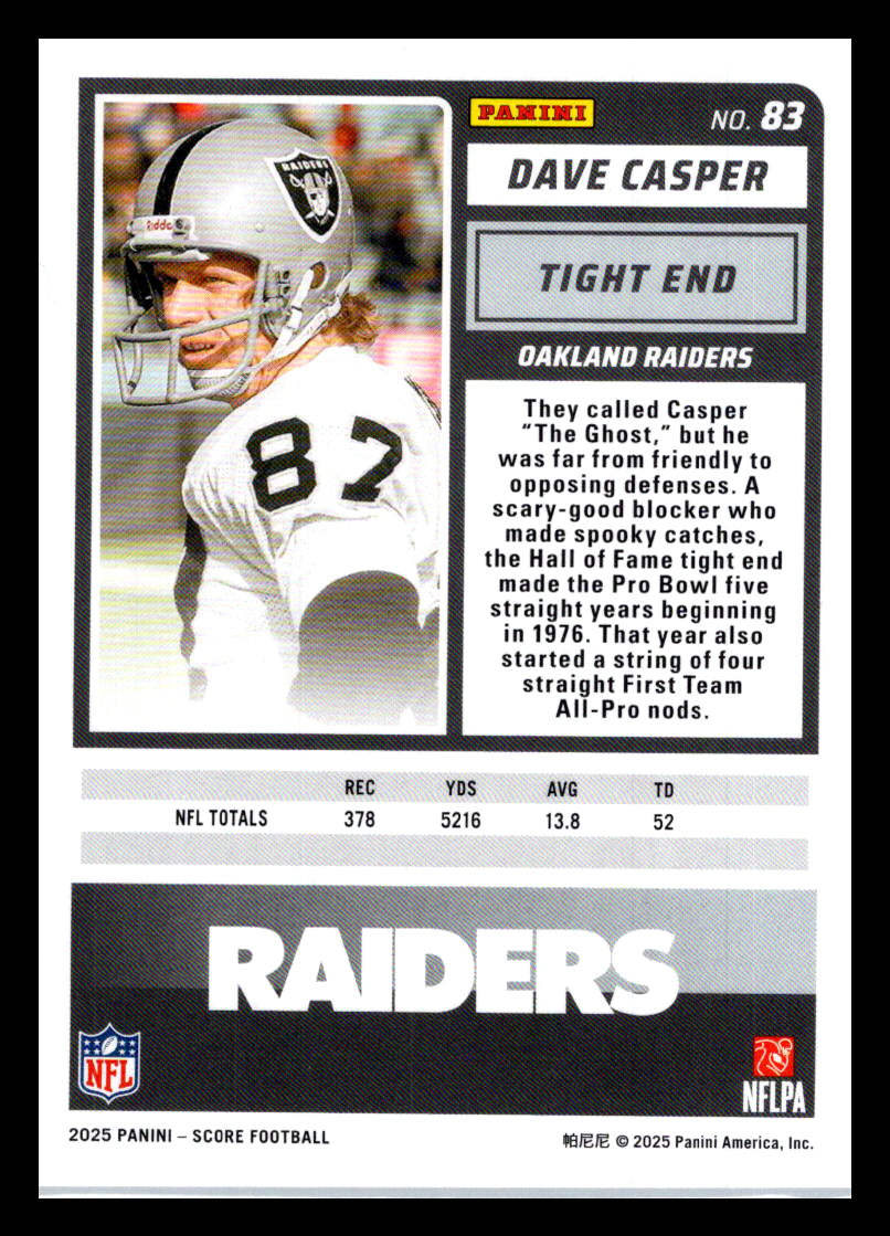 2025 Score #83 Dave Casper Oakland Raiders