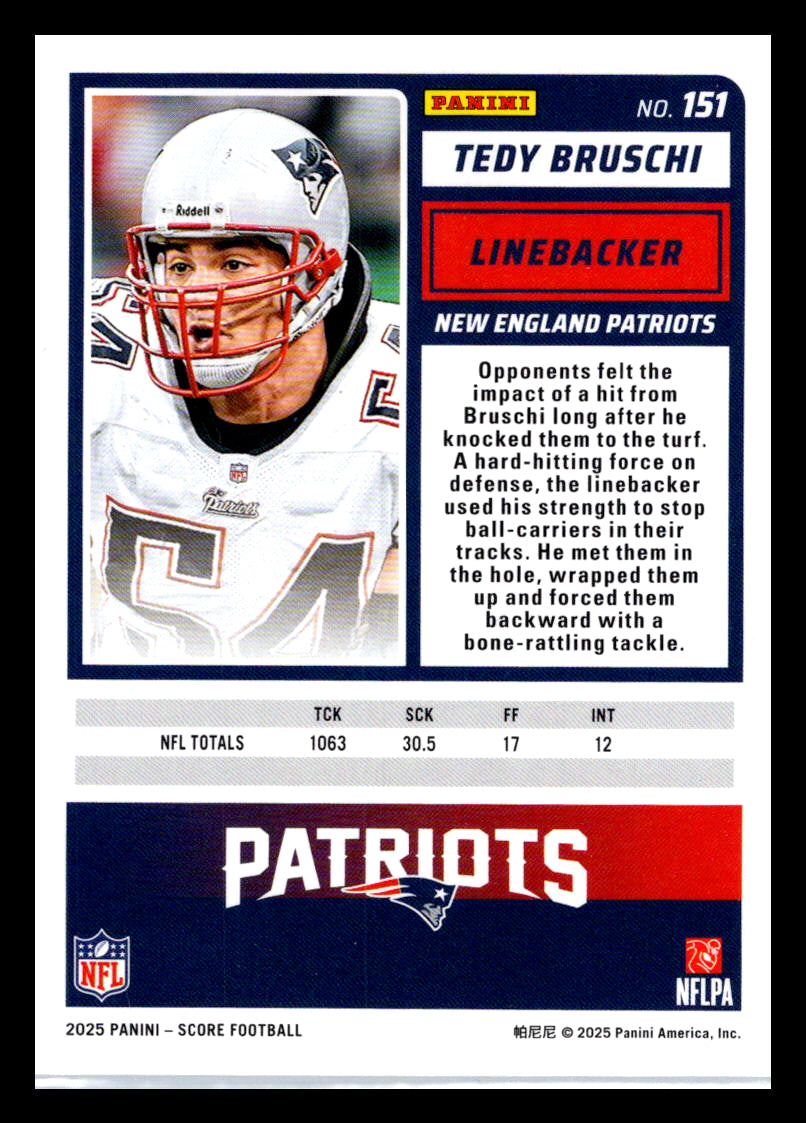 2025 Score #151 Tedy Bruschi New England Patriots