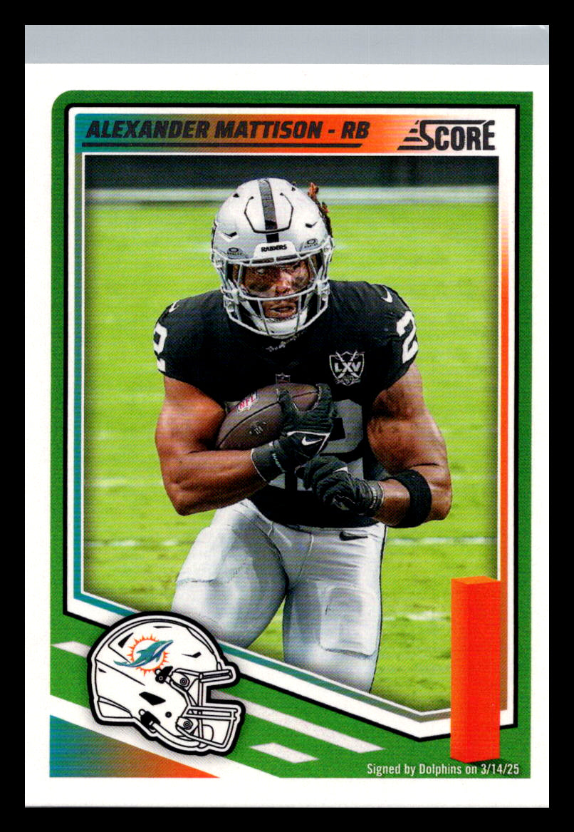 2025 Score #112 Alexander Mattison Miami Dolphins