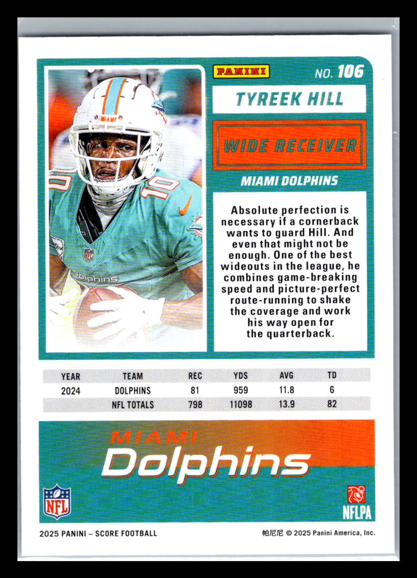 2025 Score #106 Tyreek Hill Miami Dolphins