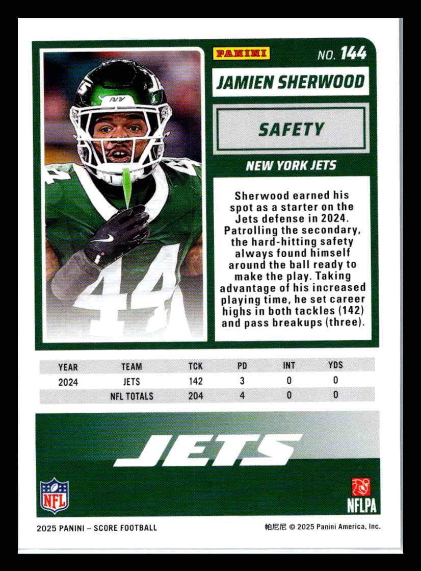 2025 Score #144 Jamien Sherwood New York Jets