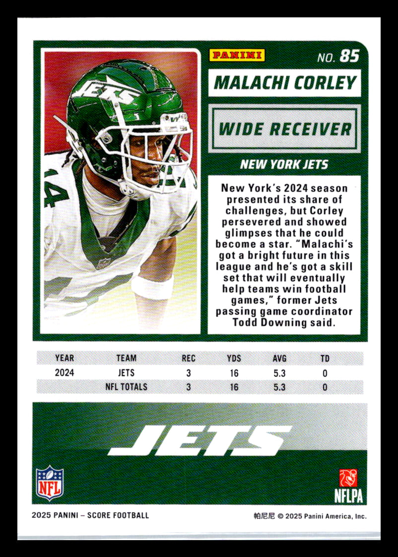 2025 Score #85 Malachi Corley New York Jets