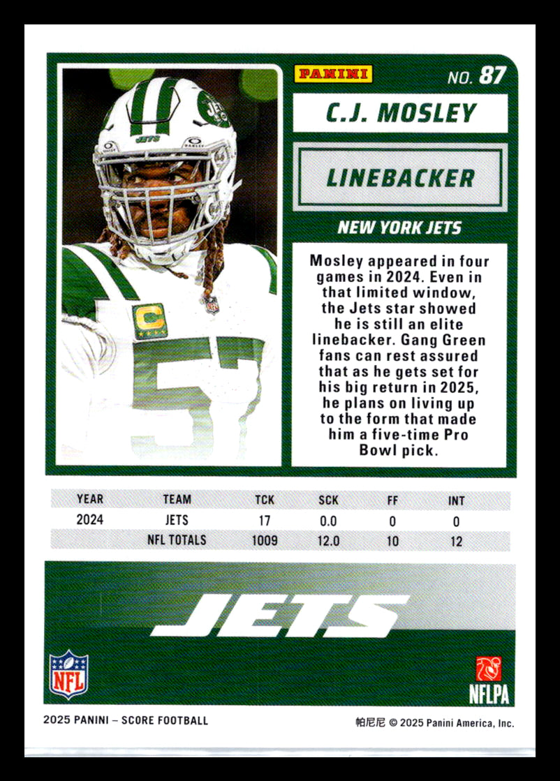 2025 Score #87 C.J. Mosley New York Jets
