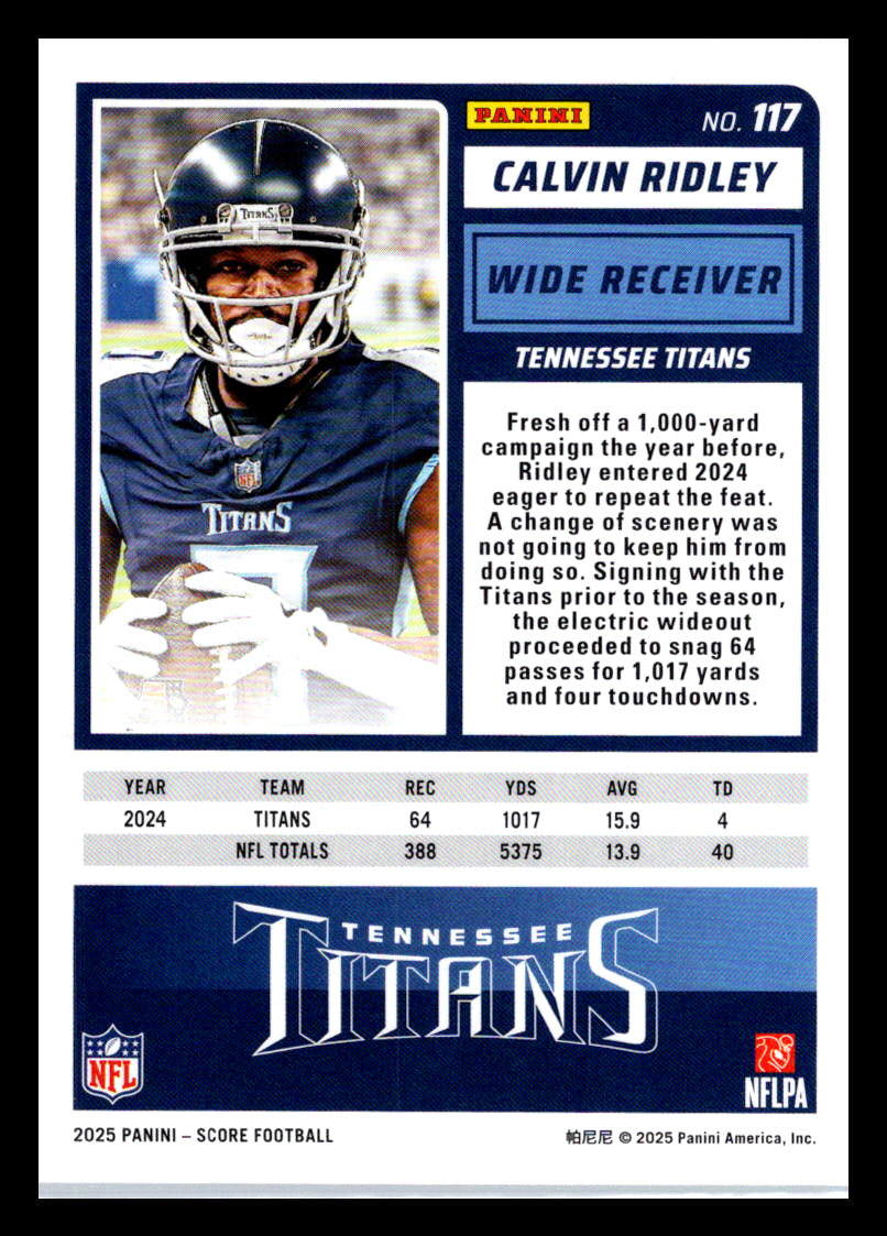 2025 Score #117 Calvin Ridley Tennessee Titans