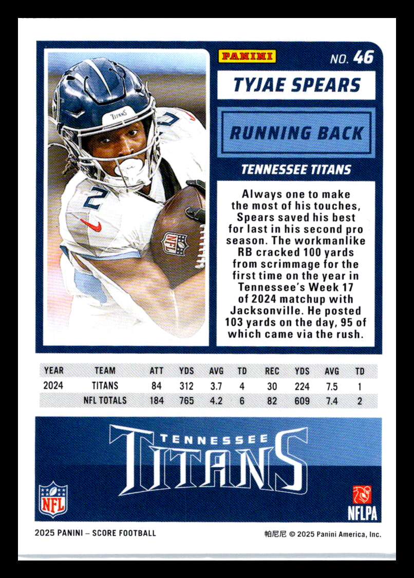 2025 Score #46 Tyjae Spears Tennessee Titans