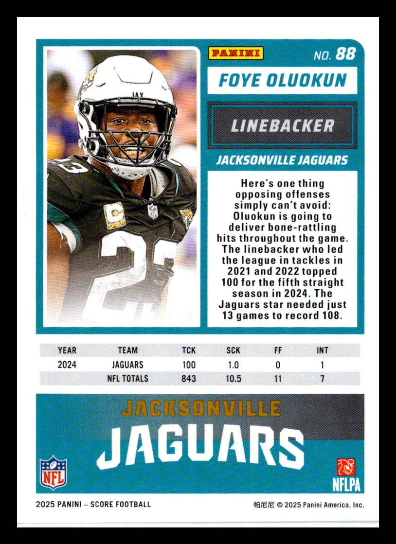 2025 Score #88 Foye Oluokun Jacksonville Jaguars