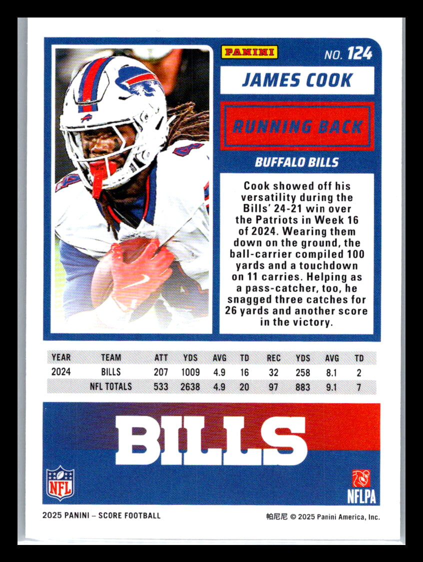 2025 Score #124 James Cook Buffalo Bills
