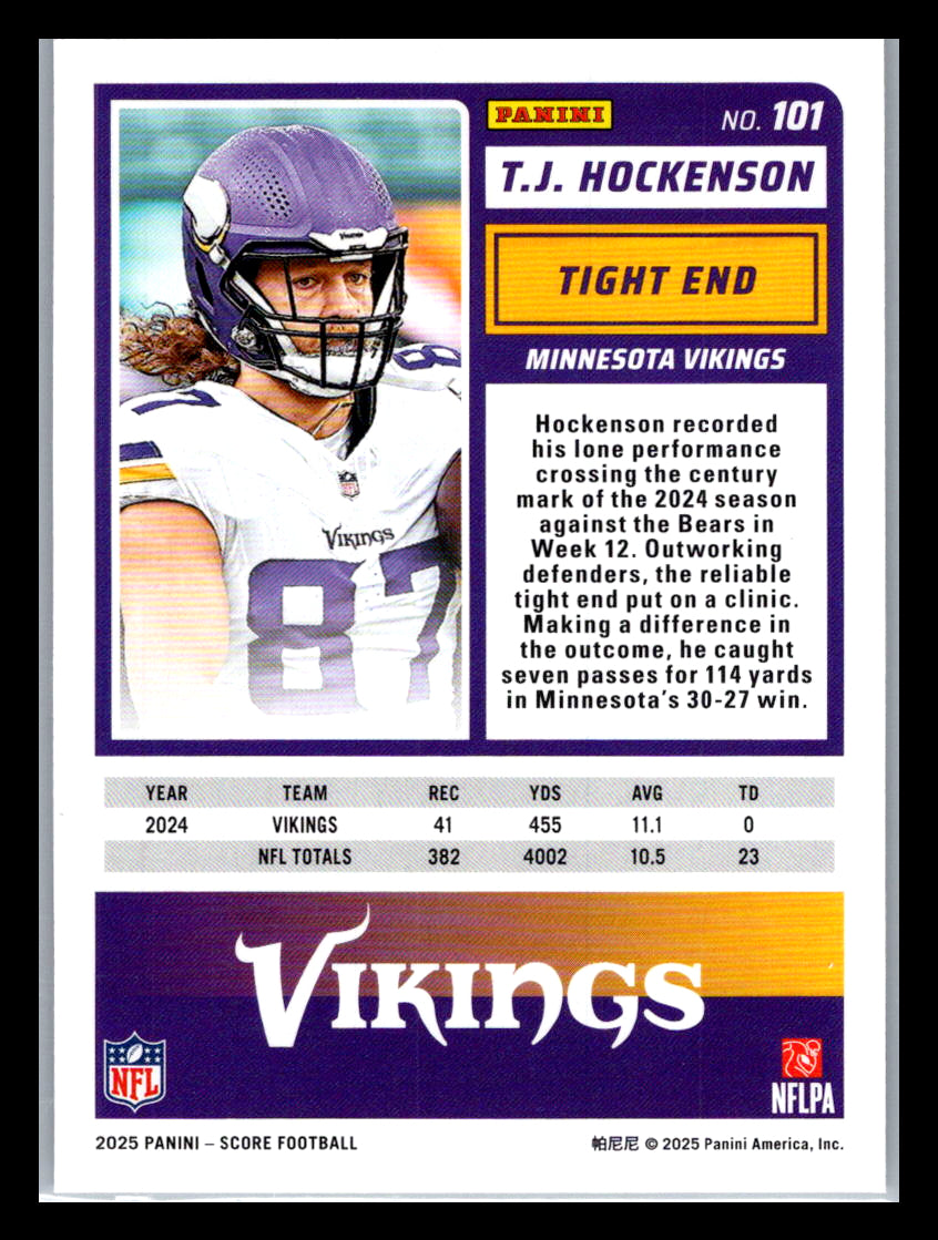 2025 Score #101 T.J. Hockenson Minnesota Vikings