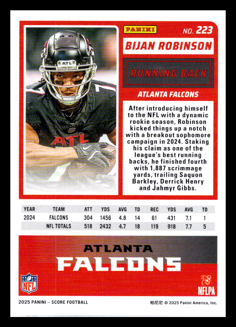 2025 Score #223 Bijan Robinson Atlanta Falcons