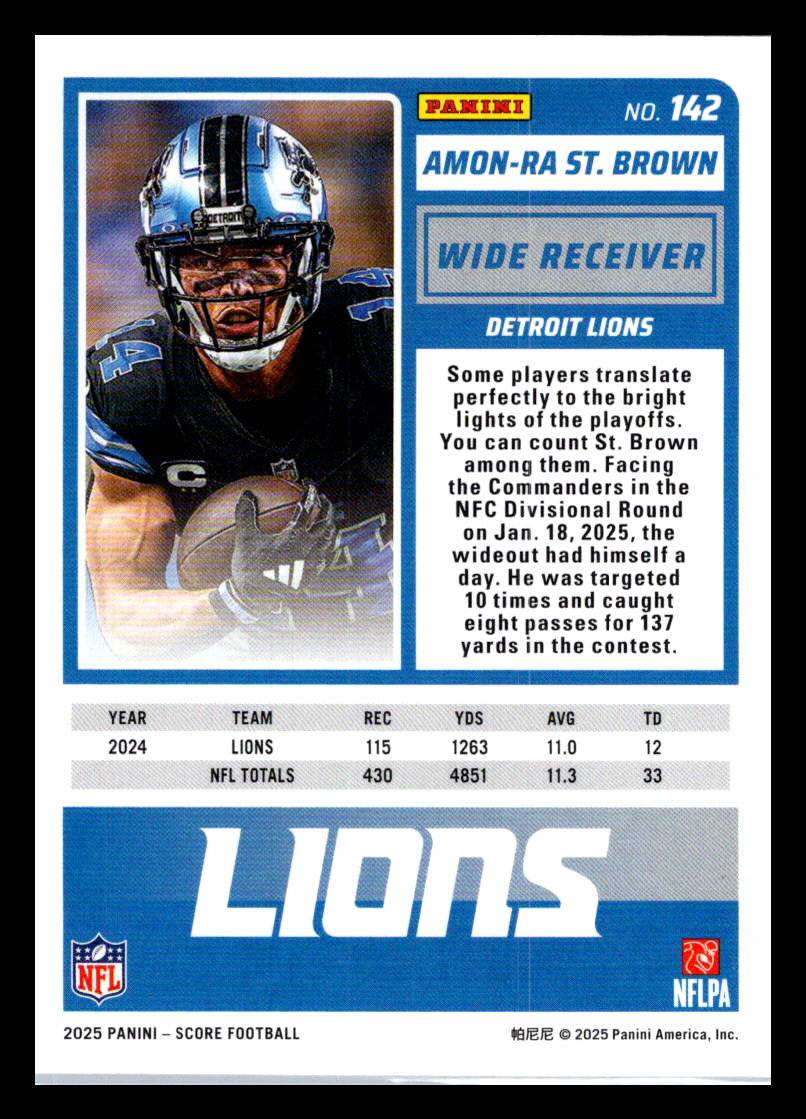 2025 Score #142 Amon-Ra St. Brown Detroit Lions