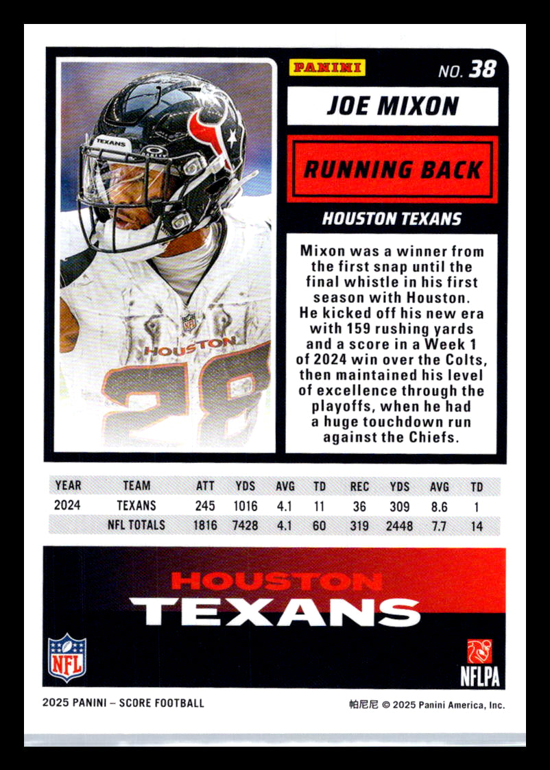 2025 Score #38 Joe Mixon Houston Texans
