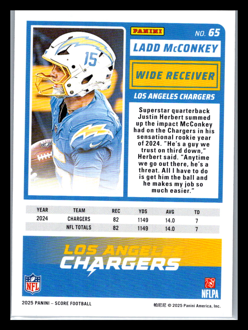 2025 Score #65 Ladd McConkey Los Angeles Chargers