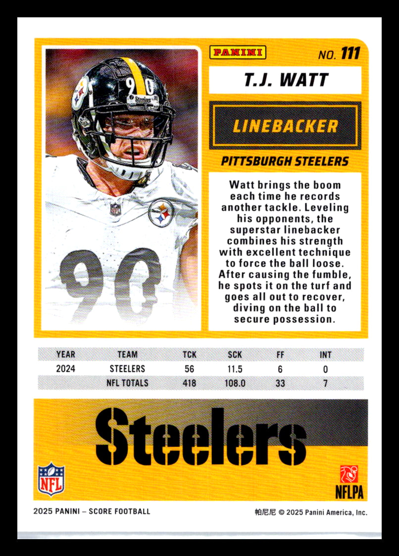 2025 Score #111 T.J. Watt Pittsburgh Steelers
