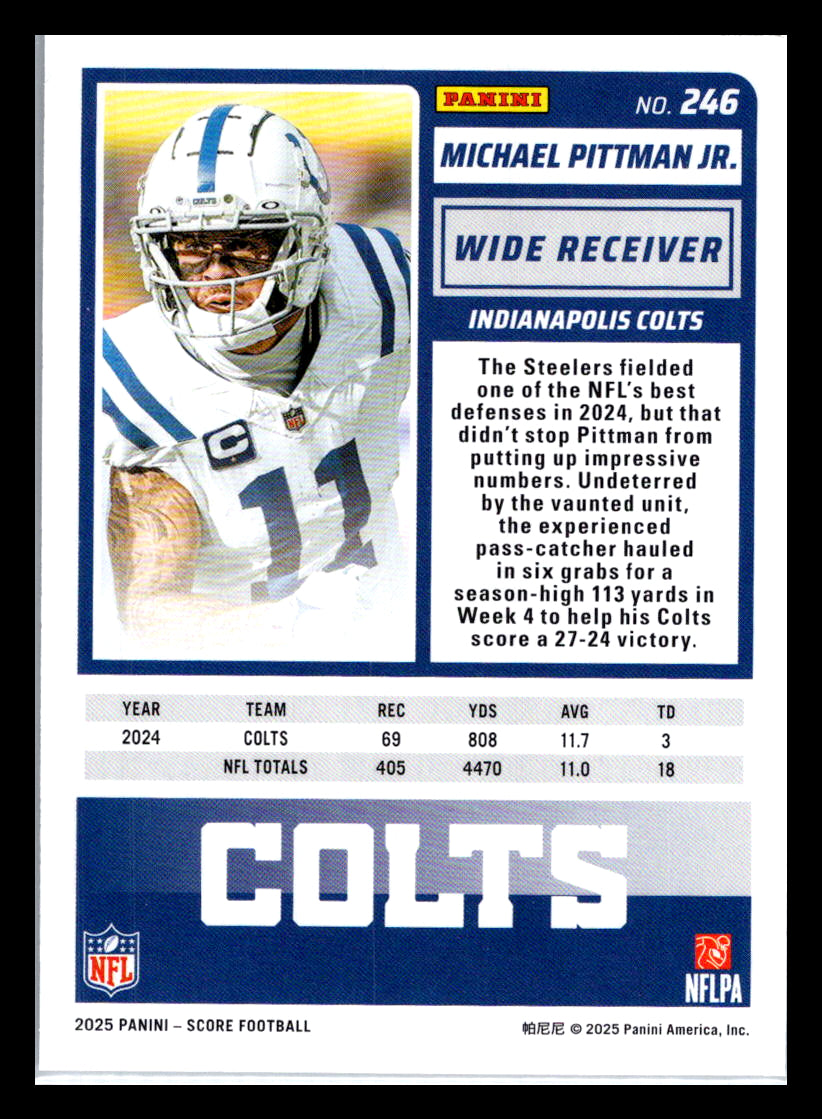 2025 Score #246 Michael Pittman Jr. Indianapolis Colts