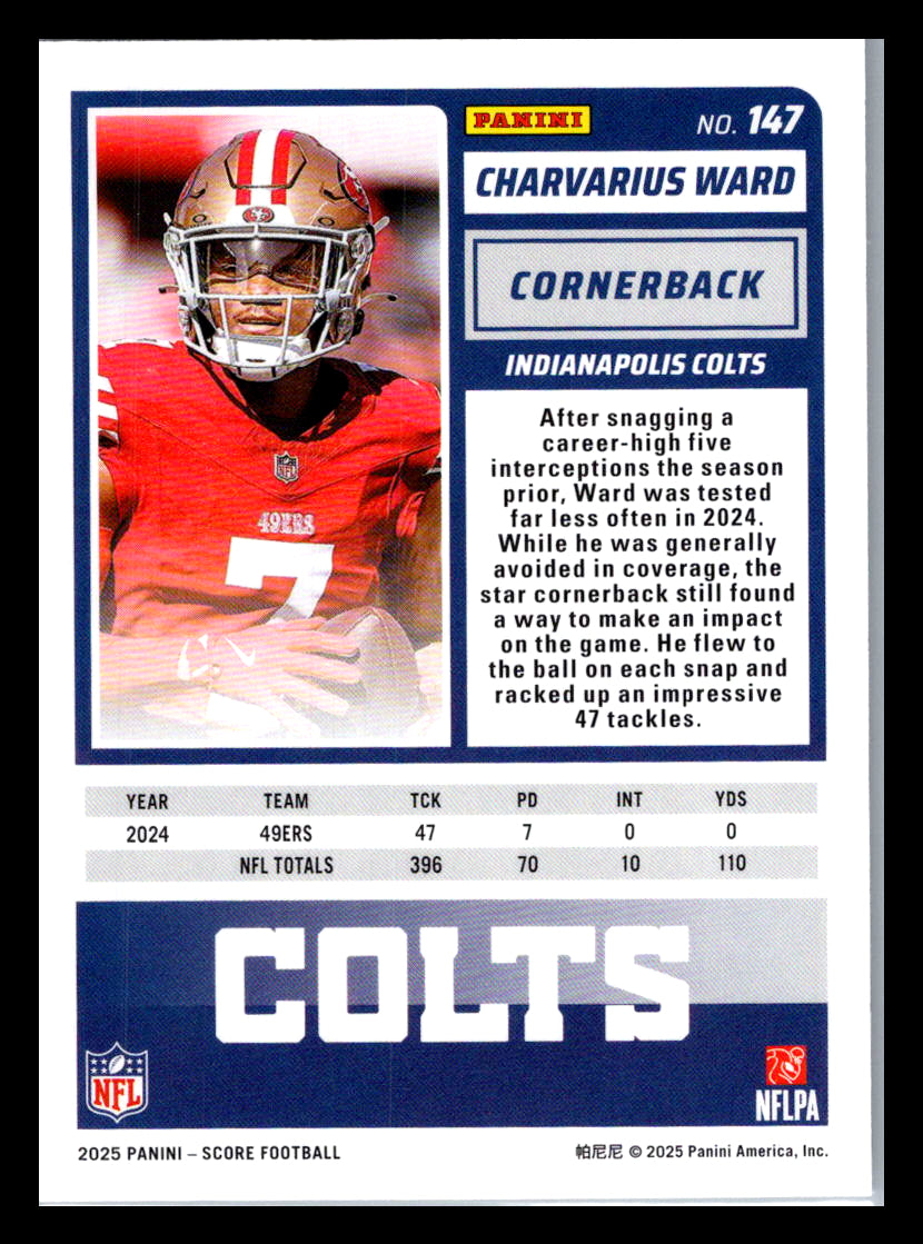 2025 Score #147 Charvarius Ward Indianapolis Colts