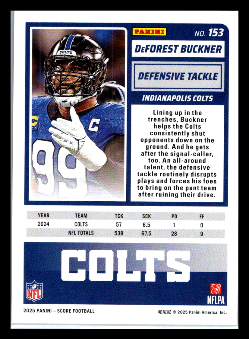 2025 Score #153 DeForest Buckner Indianapolis Colts
