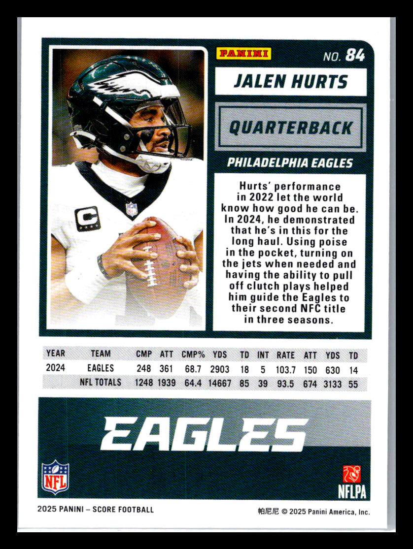 2025 Score #84 Jalen Hurts Philadelphia Eagles
