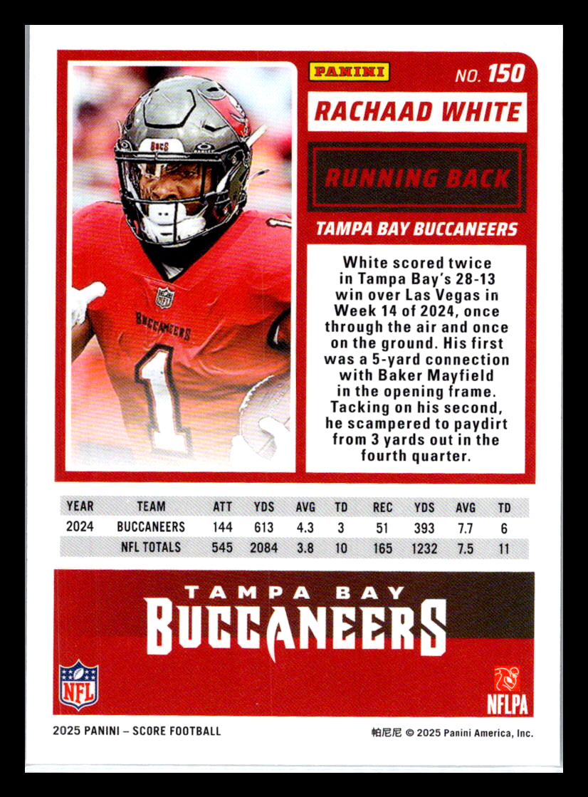 2025 Score #150 Rachaad White Tampa Bay Buccaneers