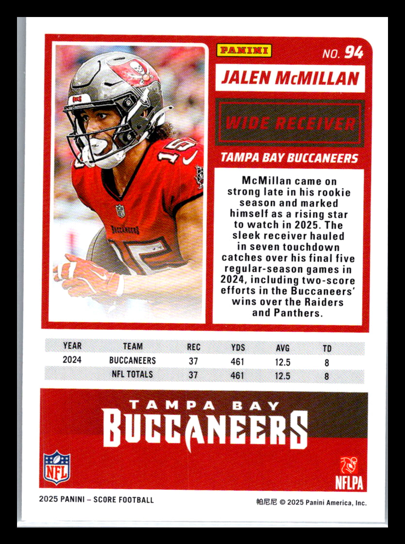 2025 Score #94 Jalen McMillan Tampa Bay Buccaneers