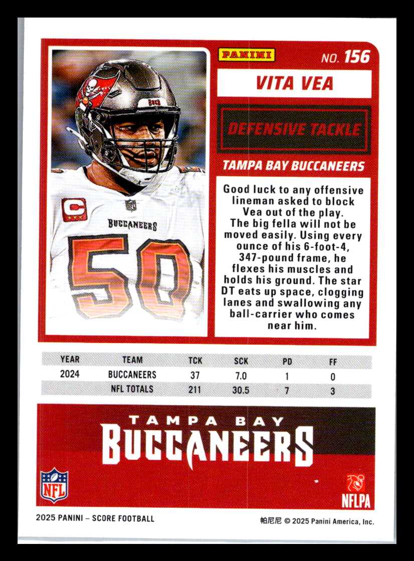 2025 Score #156 Vita Vea Tampa Bay Buccaneers