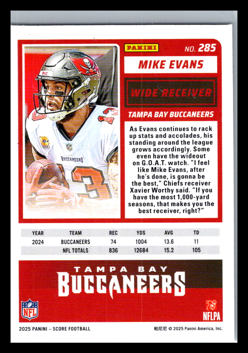 2025 Score #285 Mike Evans Tampa Bay Buccaneers