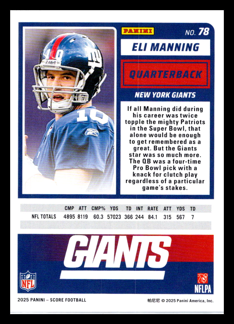 2025 Score #78 Eli Manning New York Giants