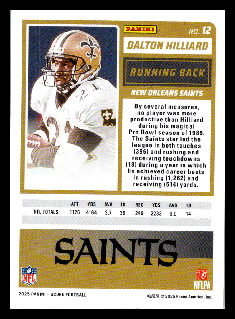 2025 Score #12 Dalton Hilliard New Orleans Saints
