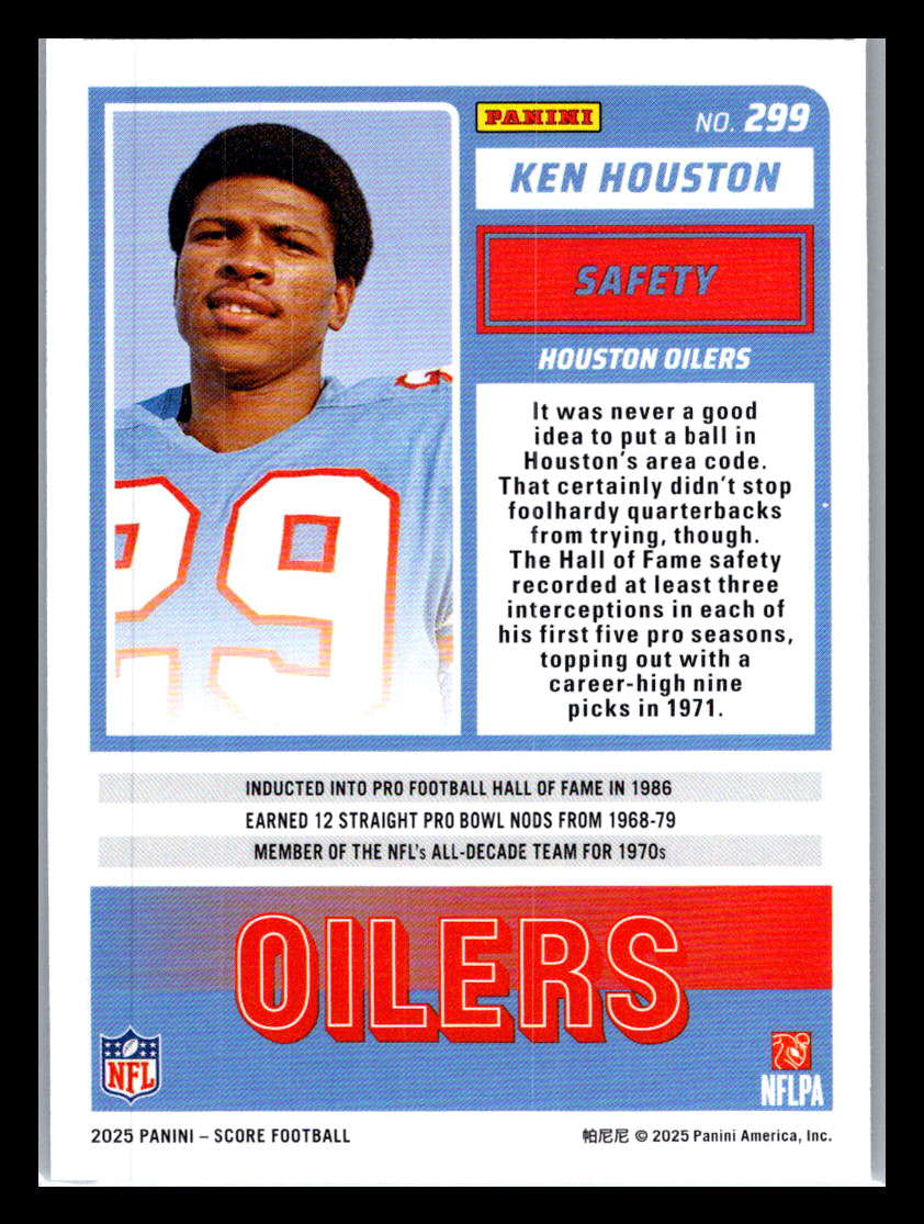 2025 Score #299 Ken Houston Houston Oilers