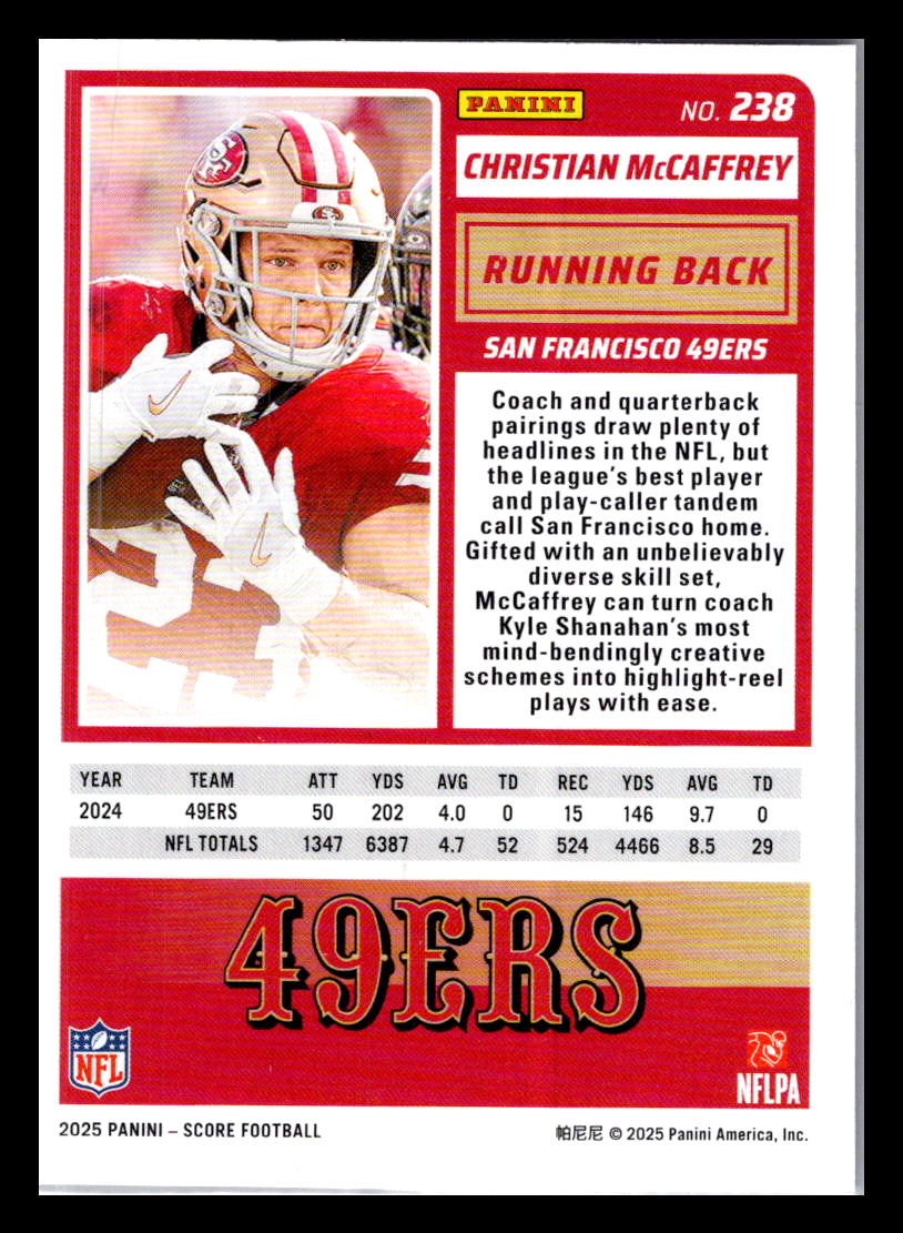 2025 Score #238 Christian McCaffrey Red San Francisco 49ers
