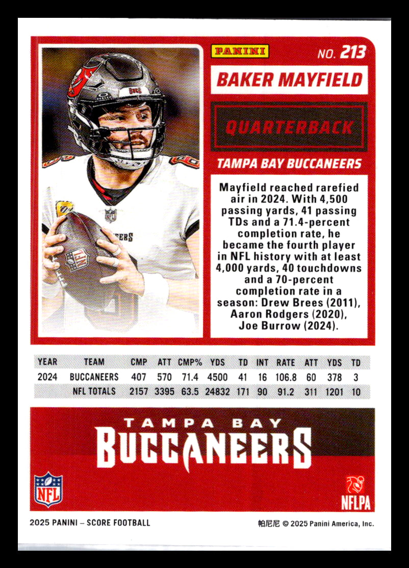 2025 Score #213 Baker Mayfield Tampa Bay Buccaneers