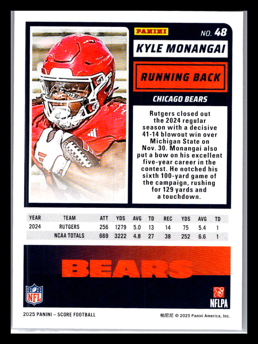 2025 Score #48 Kyle Monangai Red Chicago Bears