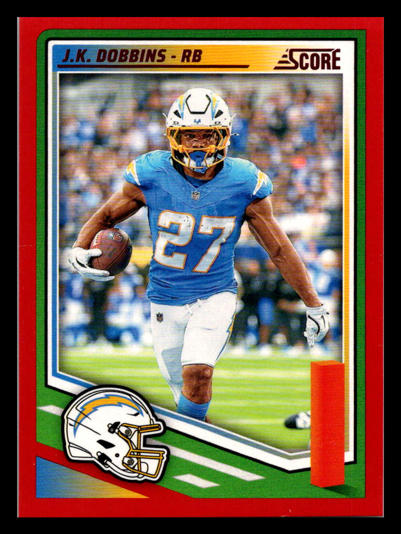2025 Score #296 J.K. Dobbins Red Los Angeles Chargers
