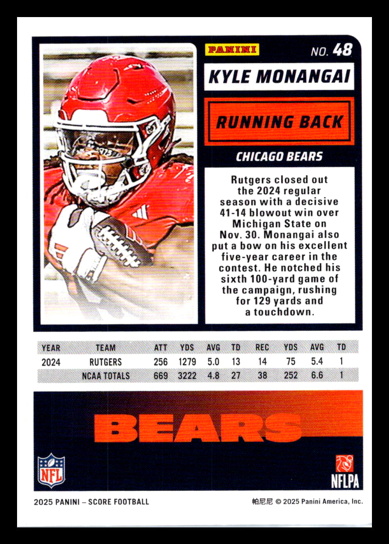 2025 Score #48 Kyle Monangai Chicago Bears