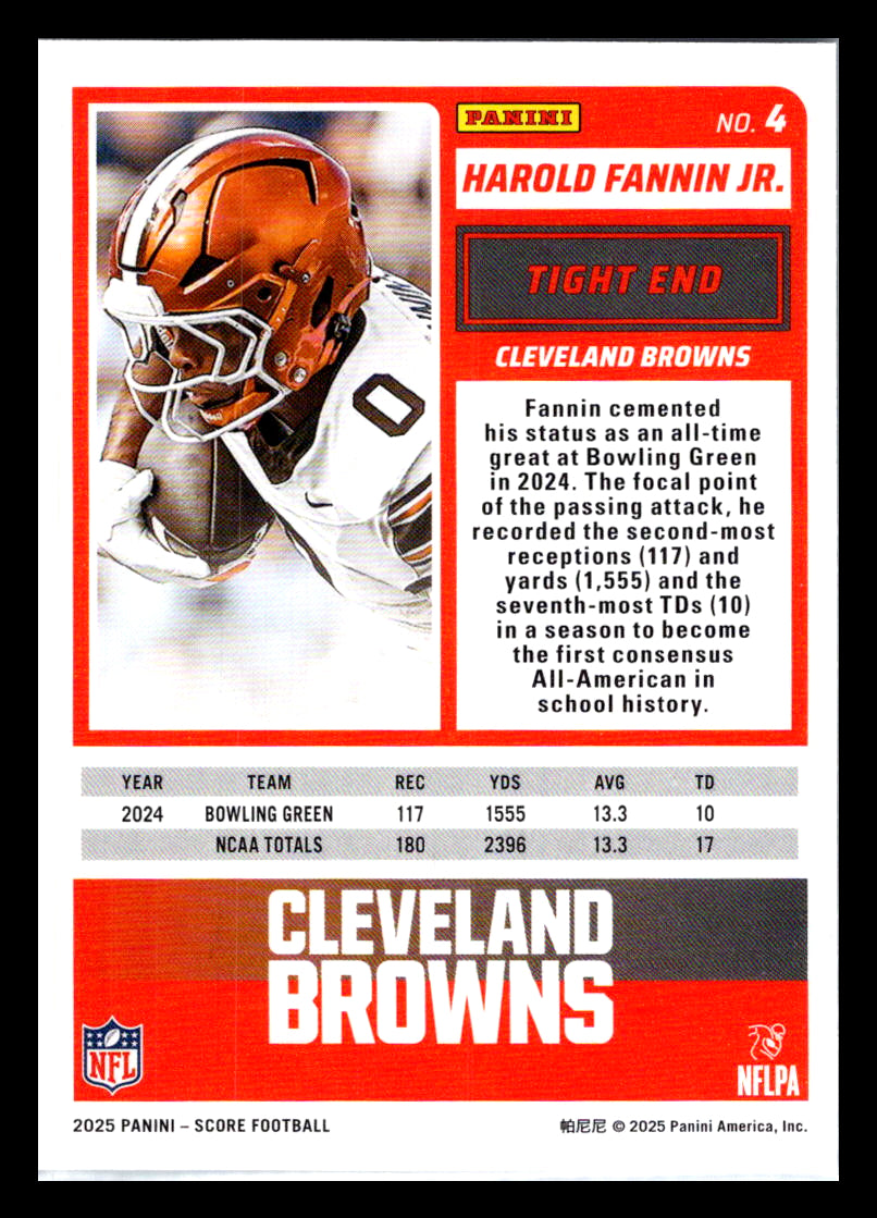 2025 Score #4 Harold Fannin Jr. Cleveland Browns