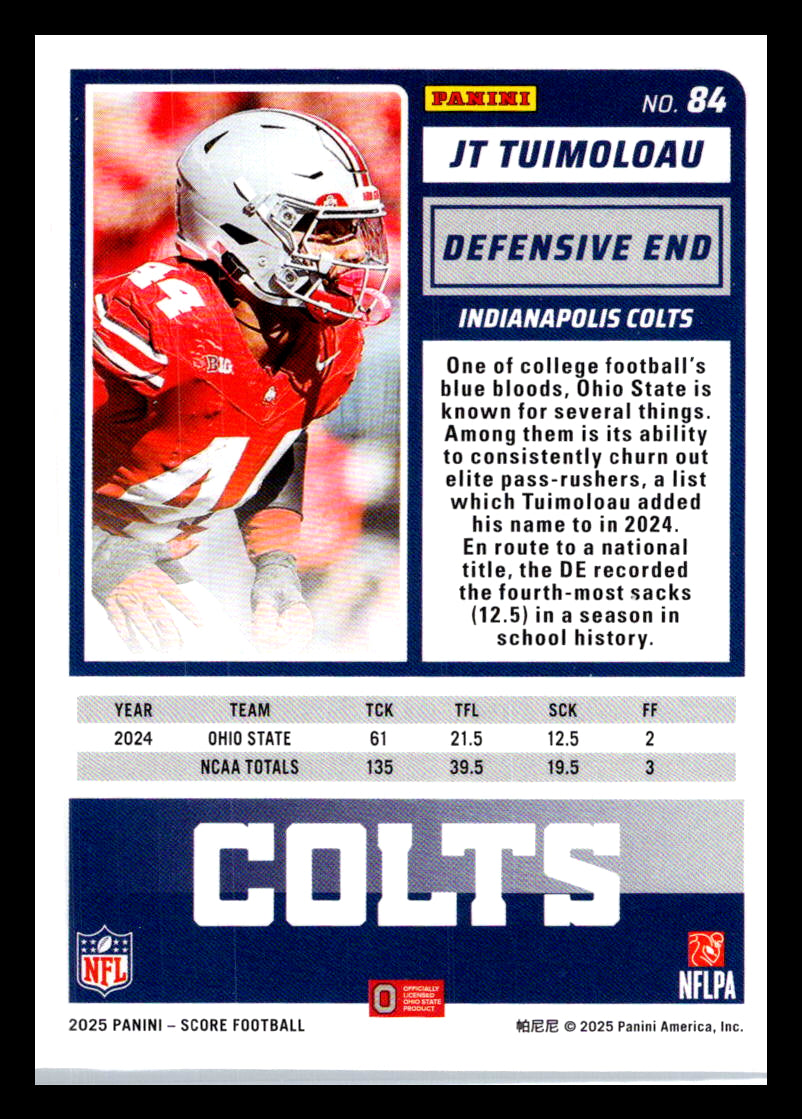 2025 Score #84 JT Tuimoloau Indianapolis Colts