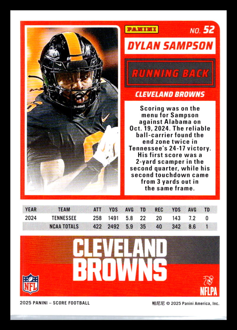2025 Score #52 Dylan Sampson Cleveland Browns