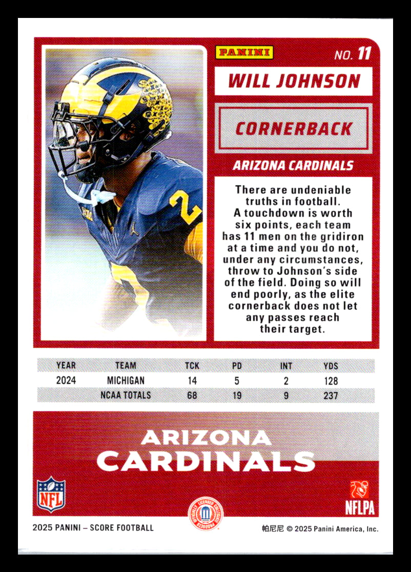 2025 Score #11 Will Johnson Arizona Cardinals