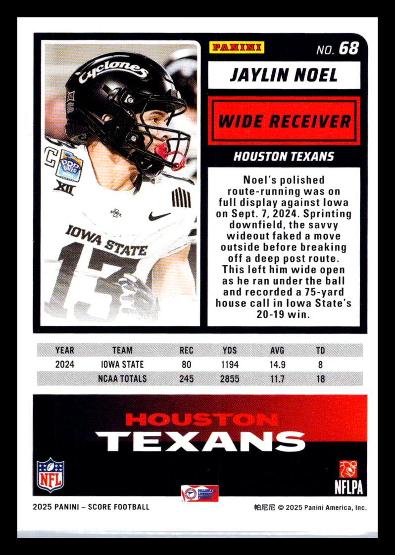 2025 Score #68 Jaylin Noel Houston Texans