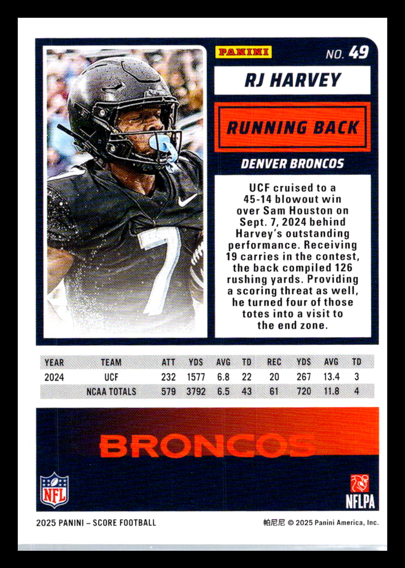 2025 Score #49 RJ Harvey Denver Broncos
