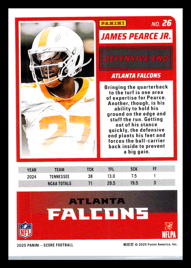 2025 Score #26 James Pearce Jr. Atlanta Falcons
